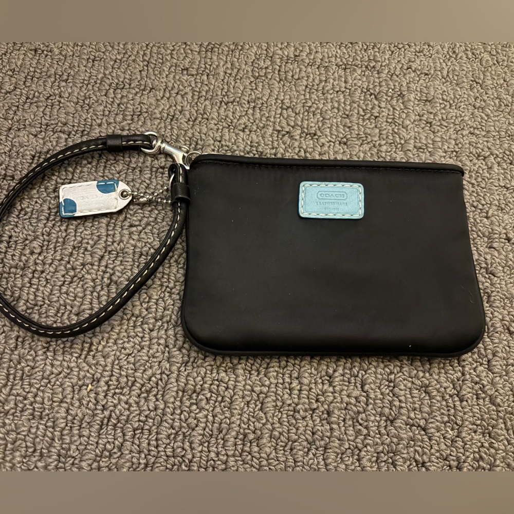 Coach Black Satin 4”x6” Wristlet